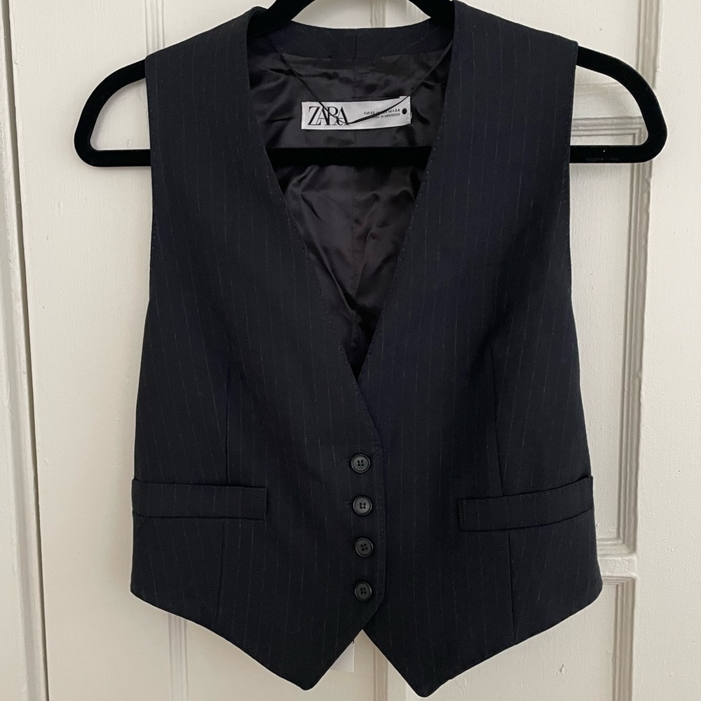 Zara Pinstripe V-Neck Vest/Waistcoat